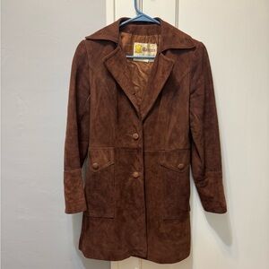 Marquise Brown Suede Button-Front Long Jacket